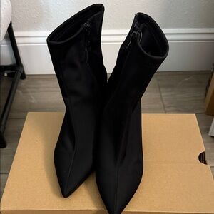 Jeffrey Campbell Black Pointed Sock Booties